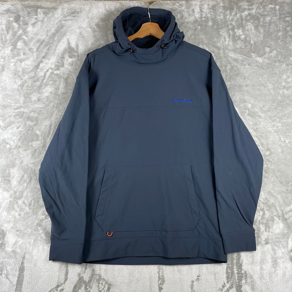 Grundens Hoodie Men Large Blue Softshell Fleece Lined Pullover Fishing